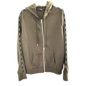Bebe Sport Full Zip Hooded Sweatshirt Women's Size 2X Green Fleece Logo Hoodie
